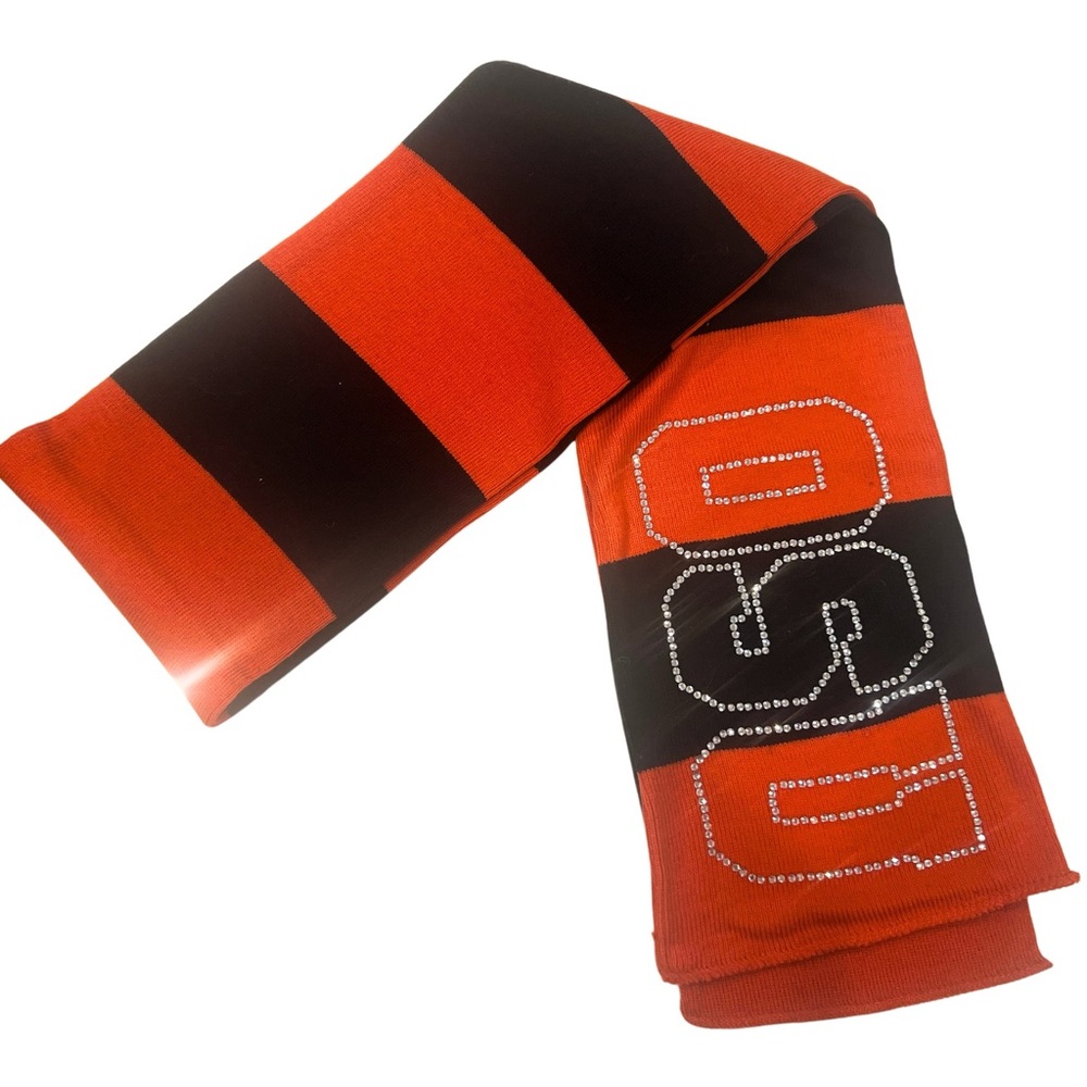 Oklahoma State University Striped Embellished Bling Scarf in Orange and Black